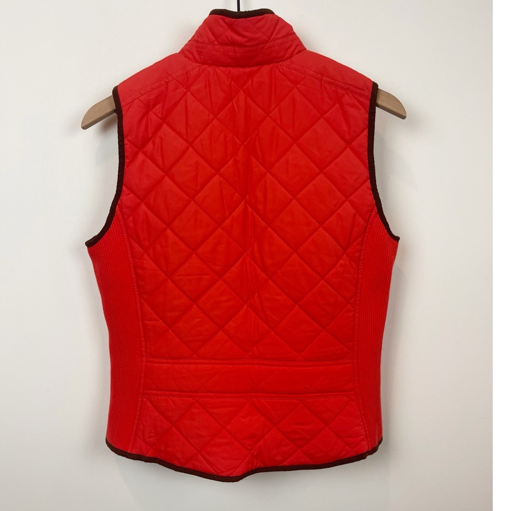 Lauren Ralph Lauren Quilted  Vibrant Orange Jacket with Brown Corduroy Accents - Picture 7 of 7
